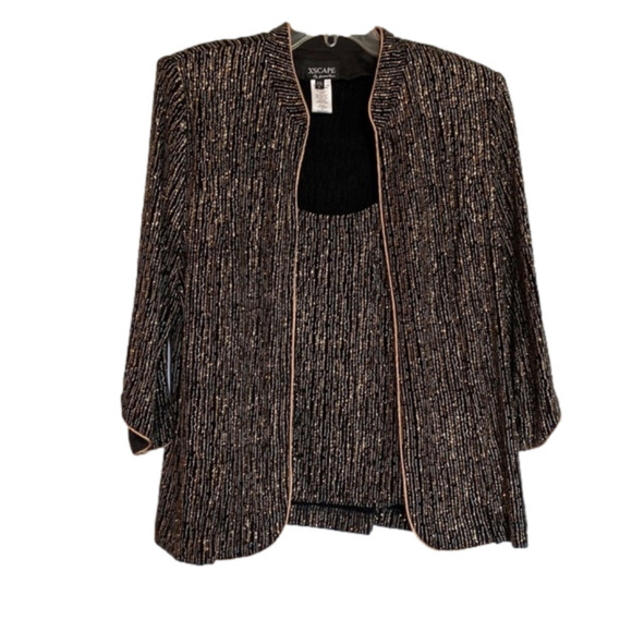 XSCAPE Black Shimmer Top & Jacket Set, Large - Picture 1 of 6